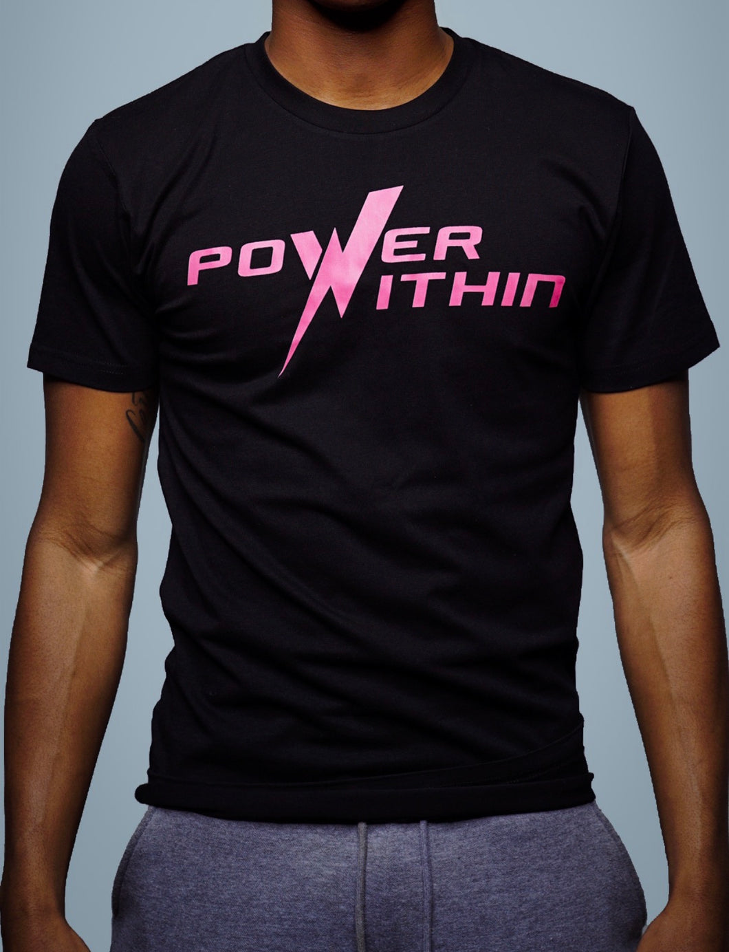 Men’s Power Within T-shirt (Black with Pink logo)