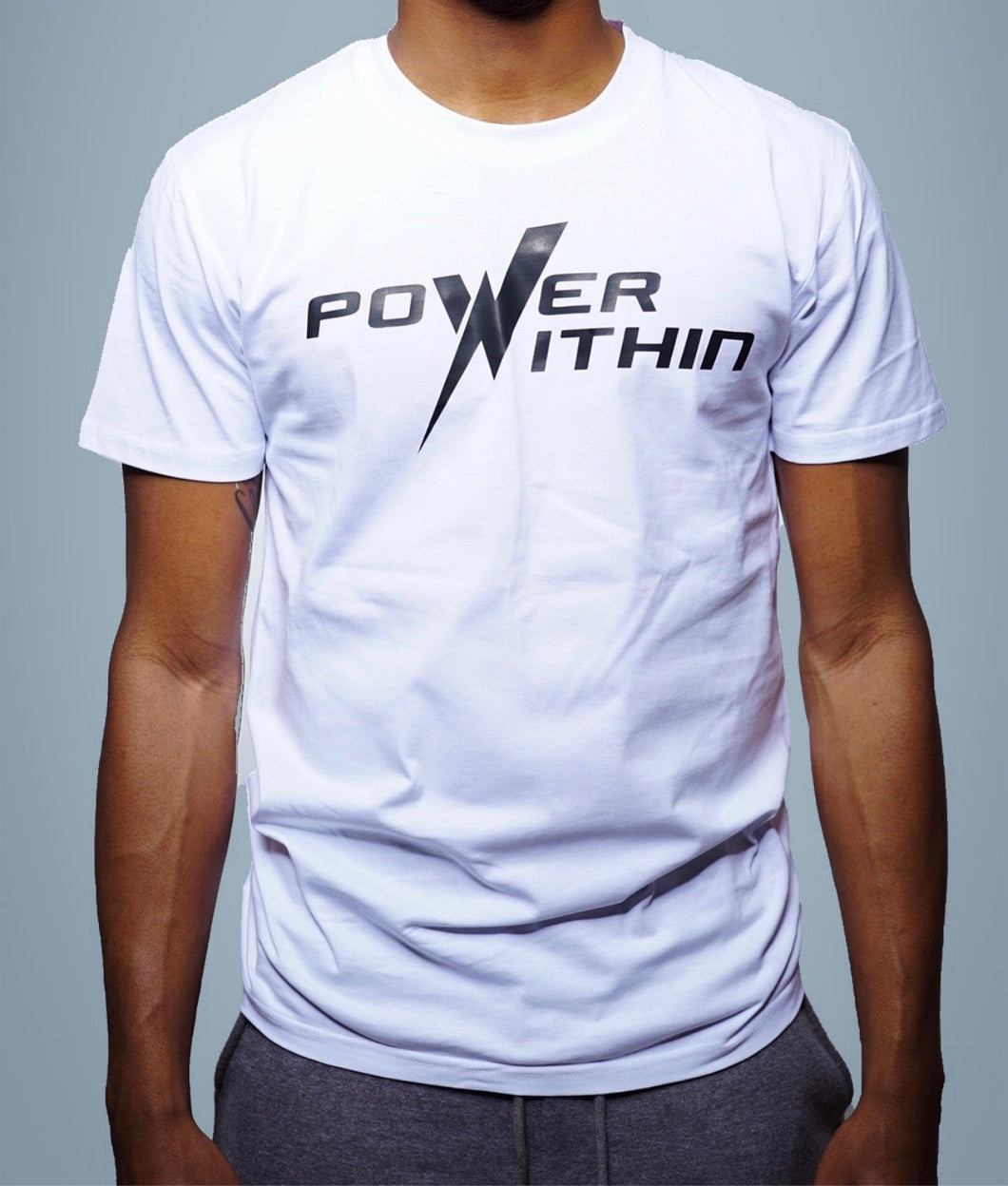 Men’s Classic Power Within T-Shirt (White With black logo)